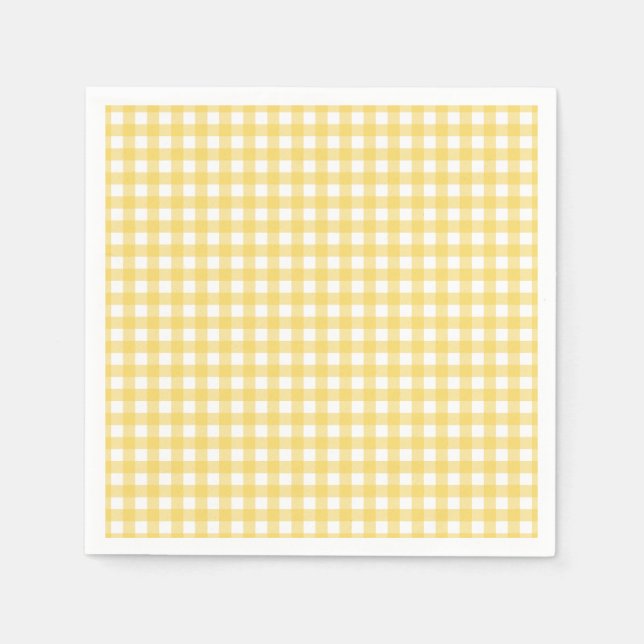 Lauren Yellow Gingham Paper Napkin (Front)
