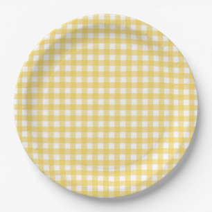Lauren Yellow Gingham Paper Plates