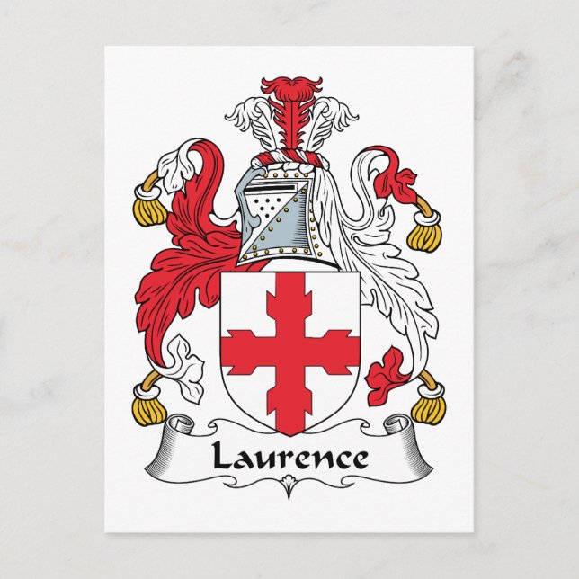 Laurence Family Crest Postcard (Front)
