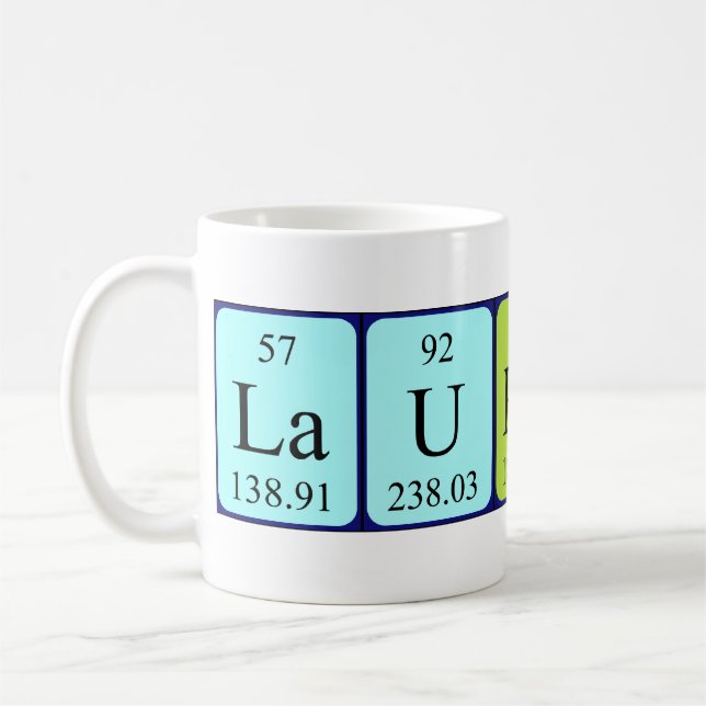 Laurence periodic table name mug (Left)