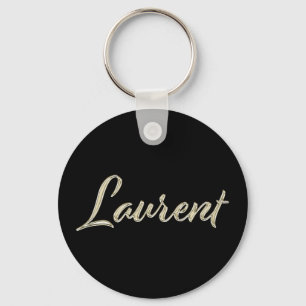 Laurent Name whitegold Button Schlüsselanhänger Key Ring