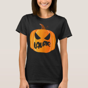 Laurie Name Custom Pumpkin Personalised Halloween T-Shirt