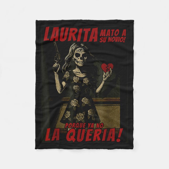 Laurita Mato A Su Novio Funny Mexican Halloween  Fleece Blanket (Front)