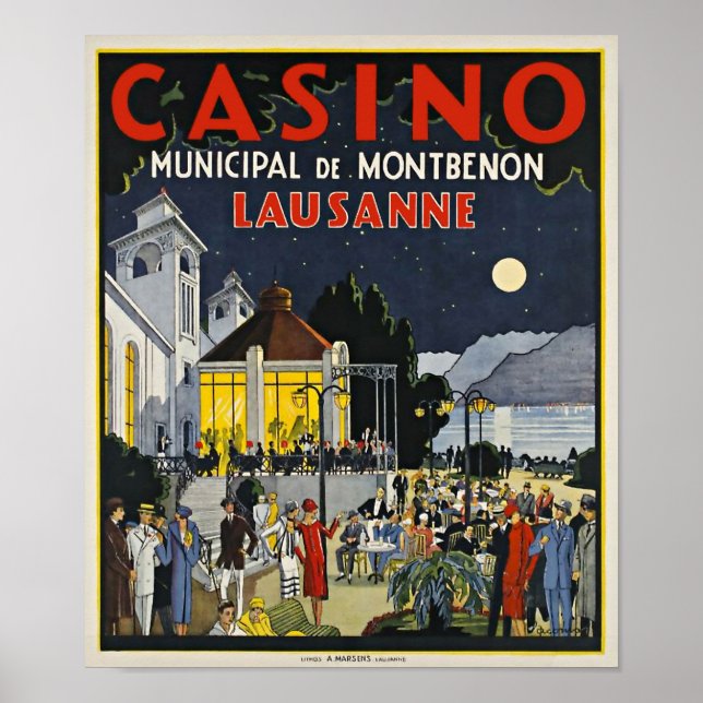 Lausanne, Casino Municipal de Montbenon Art Deco Poster (Front)