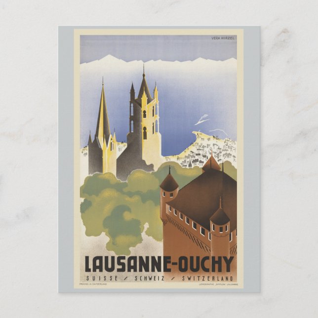 Lausanne Ouchy Switzerland Vintage Europe Postcard (Front)