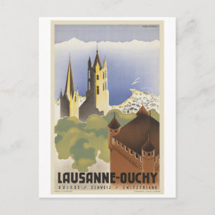 Lausanne Ouchy Switzerland Vintage Europe Postcard