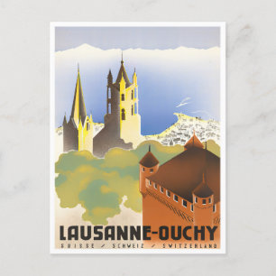 Lausanne Ouchy Switzerland vintage travel Postcard