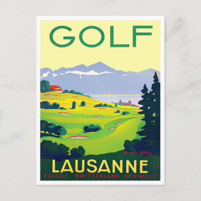 Lausanne Switzerland Golf vintage travel Postcard (Front)