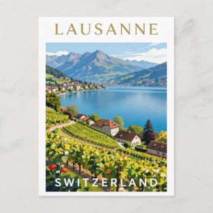 Lausanne Switzerland Lake Geneva Scene Postcard