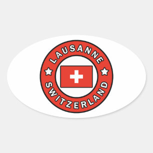 Lausanne Switzerland Oval Sticker