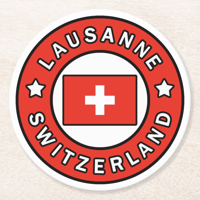 Lausanne Switzerland Round Paper Coaster (Front)