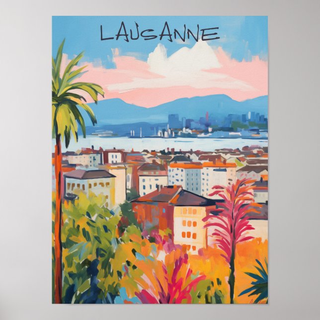 Lausanne Switzerland Travel City Art Aesthetic Poster (Front)