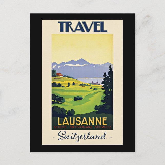 Lausanne, Switzerland travel poster  Postcard (Front)
