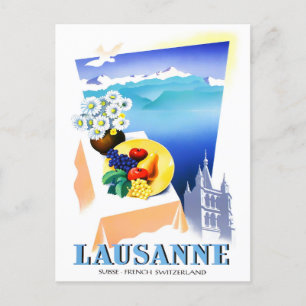 Lausanne Switzerland vintage travel Postcard
