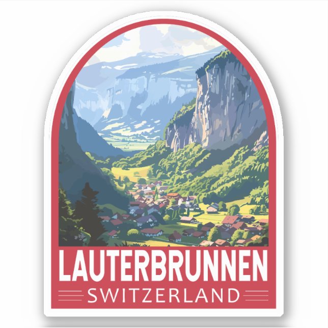 Lauterbrunnen Switzerland Travel Art Vintage (Front)