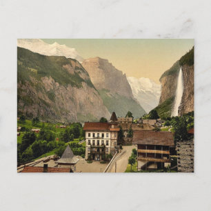 Lauterbrunnen Valley with Staubbach and Hotel Stei Postcard