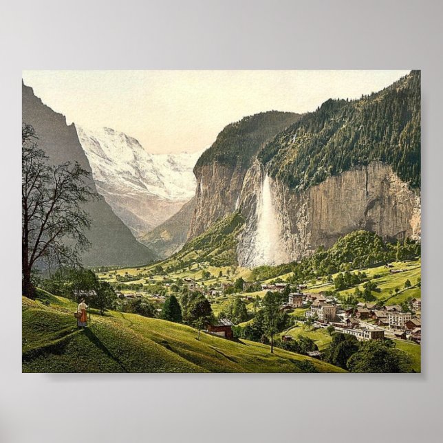 Lauterbrunnen Valley with Staubbach, Bernese Oberl Poster (Front)