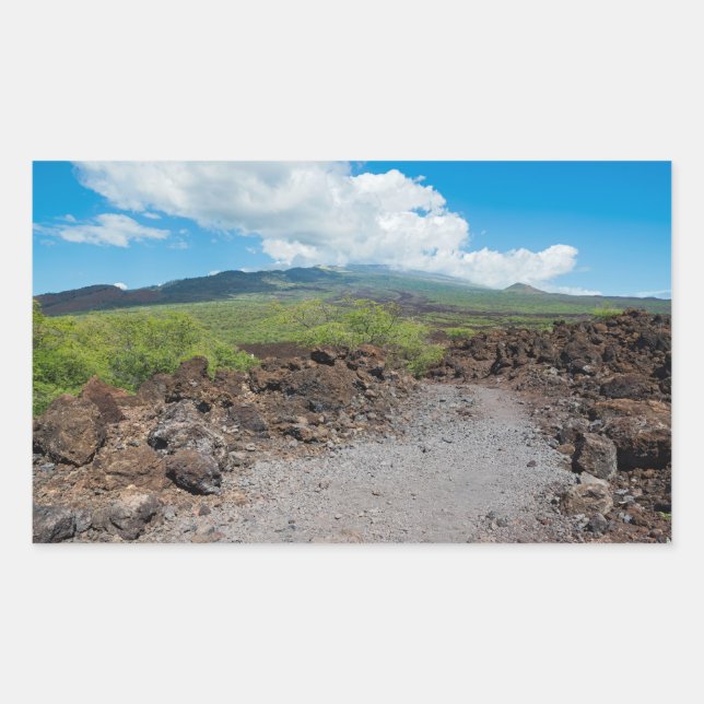 lava and mountain landscape along hoapili trail  rectangular sticker (Front)