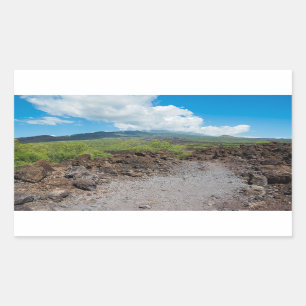 lava and mountain landscape along hoapili trail rectangular sticker
