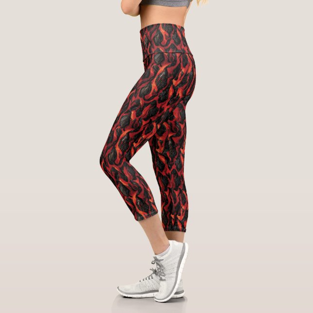Lava And Volcanic Rocks | Volcano Magma pattern Capri Leggings (Left)
