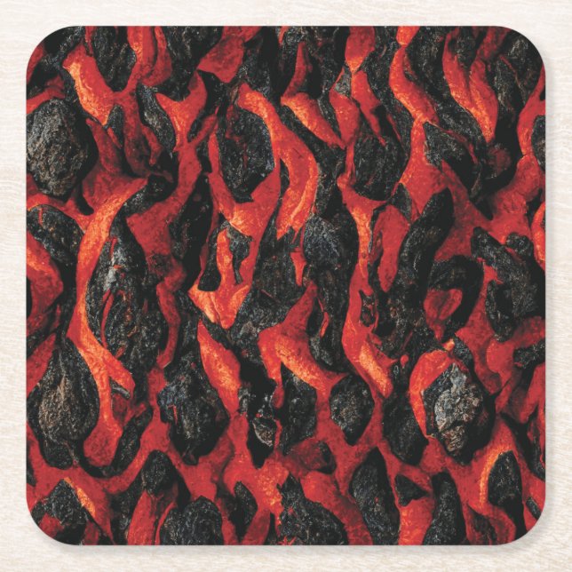 Lava And Volcanic Rocks | Volcano Magma pattern Square Paper Coaster (Front)