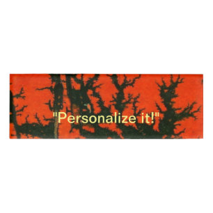 Lava, fire, hot red and black abstract design name tag
