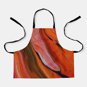 Lava Flow Abstract Red Orange Fluid Art Apron