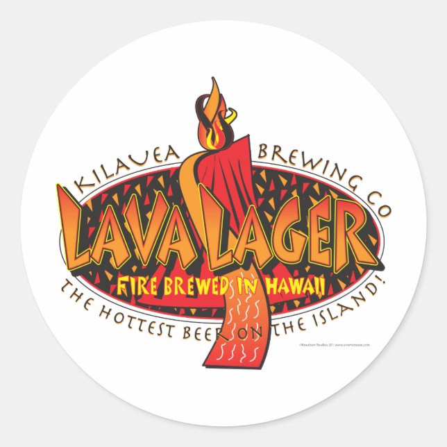 Lava Lager Hawaiian Beer Classic Round Sticker (Front)