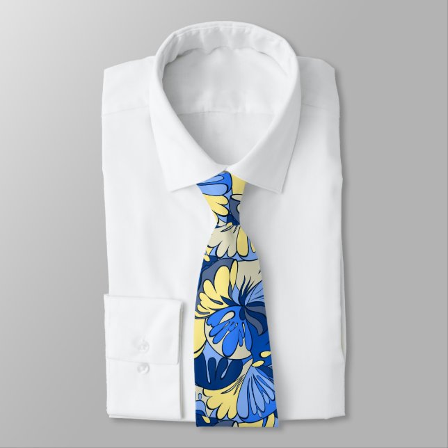 Lava Lamp Floral Retro Printed Tie (Tied)
