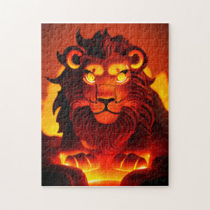 Lava Lion with Glowing Eyes Jigsaw Puzzle