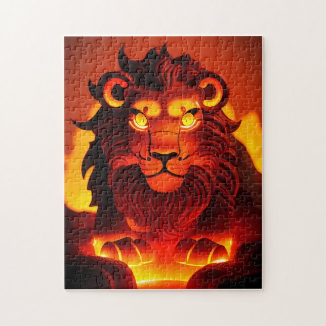 Lava Lion with Glowing Eyes Jigsaw Puzzle (Vertical)