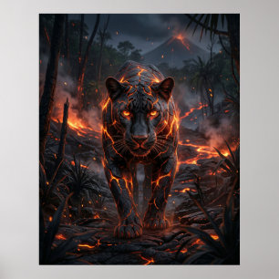 Lava Panther Volcanic Jungle Poster