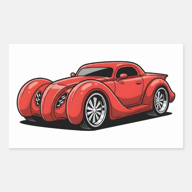 Lava Red Spiral Hotrod Toon Rectangular Sticker (Front)