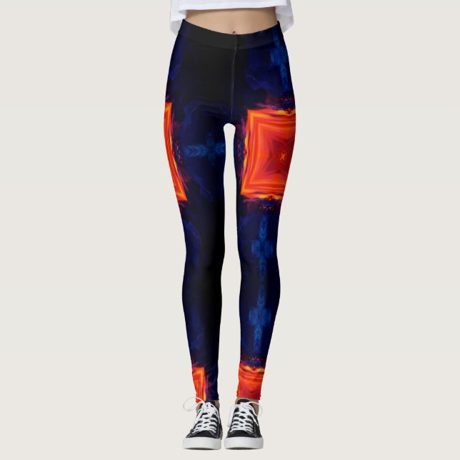 Lava rock modern geometric abstract leggings (Front)