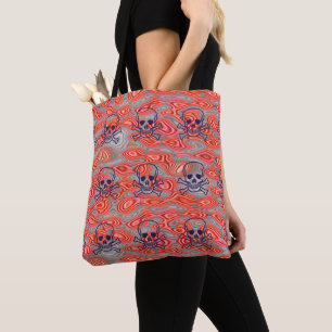 Lava Skulls shoulder tote bag