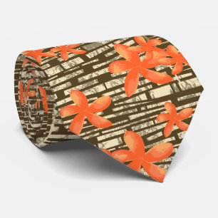 Lava Wall Hawaiian Plumeria Two-sided Printed Tie