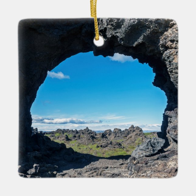 Lava window at Dimmuborgir, Myvatn area - Iceland Ceramic Ornament (Front)