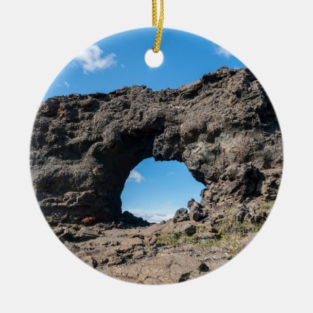 Lava window at Dimmuborgir, Myvatn area - Iceland Ceramic Tree Decoration (Front)