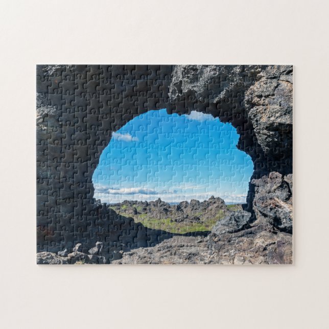 Lava window at Dimmuborgir, Myvatn area - Iceland Jigsaw Puzzle (Horizontal)