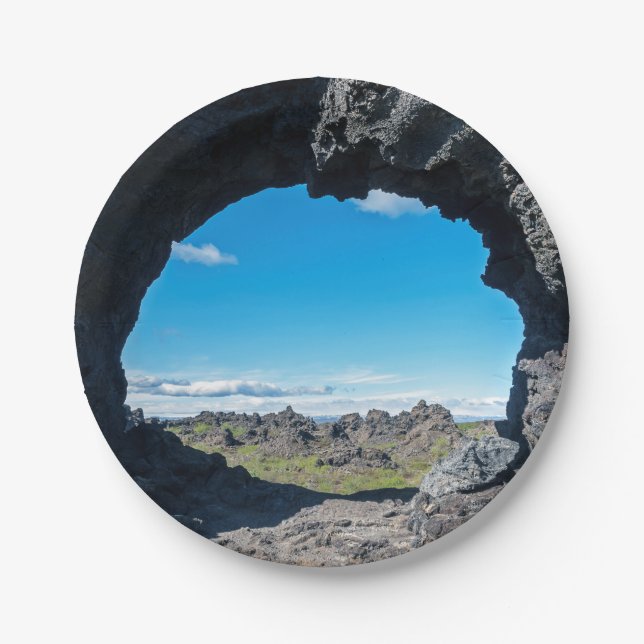 Lava window at Dimmuborgir, Myvatn area - Iceland Paper Plate (Front)