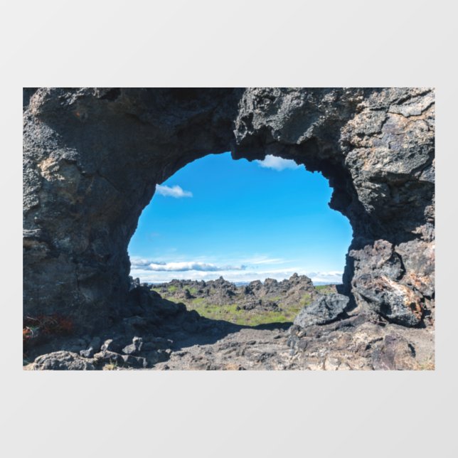 Lava window at Dimmuborgir, Myvatn area - Iceland Window Cling (Sheet)