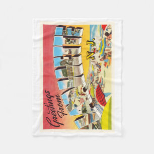 Lavallette New Jersey NJ Vintage Travel Postcard- Fleece Blanket