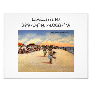 Lavallette NJ Map Coordinates Vintage Style Photo Print