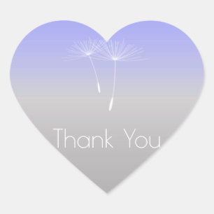 Lavanda Purple Gray Ombre Dandelion Thank You Heart Sticker