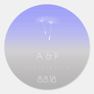 Lavanda Purple Gray Pastel Ombre Dandelion Classic Round Sticker