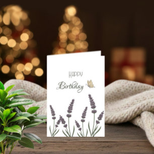 Lavande flowers and butterflies card
