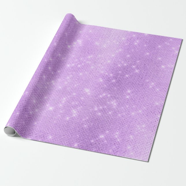 Lavande Purple Amethyst Plum Sparkly Sequins Wrapping Paper (Unrolled)