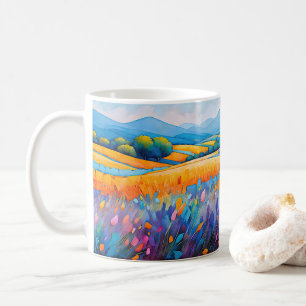 "Lavande Serenité". Wide Landscape Provence Coffee Mug