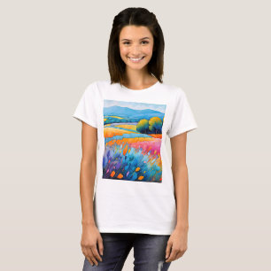 "Lavande Serenité". Wide Landscape Provence T-Shirt