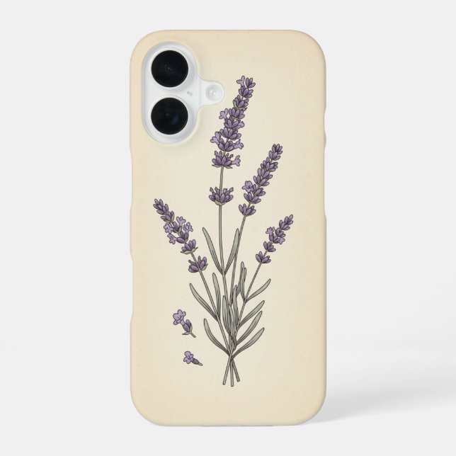 Lavande Vintage Stylisée iPhone 16 Case (Back)